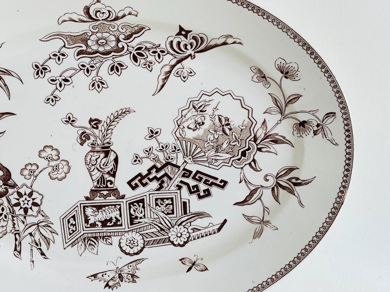 English Ironstone Brown Transfer Ware Platter by T. Elsmore & Sons - 2