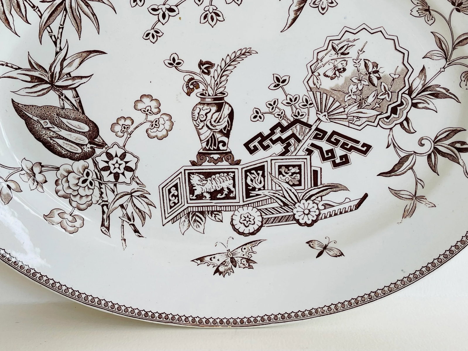 English Ironstone Brown Transfer Ware Platter by T. Elsmore & Sons - 3