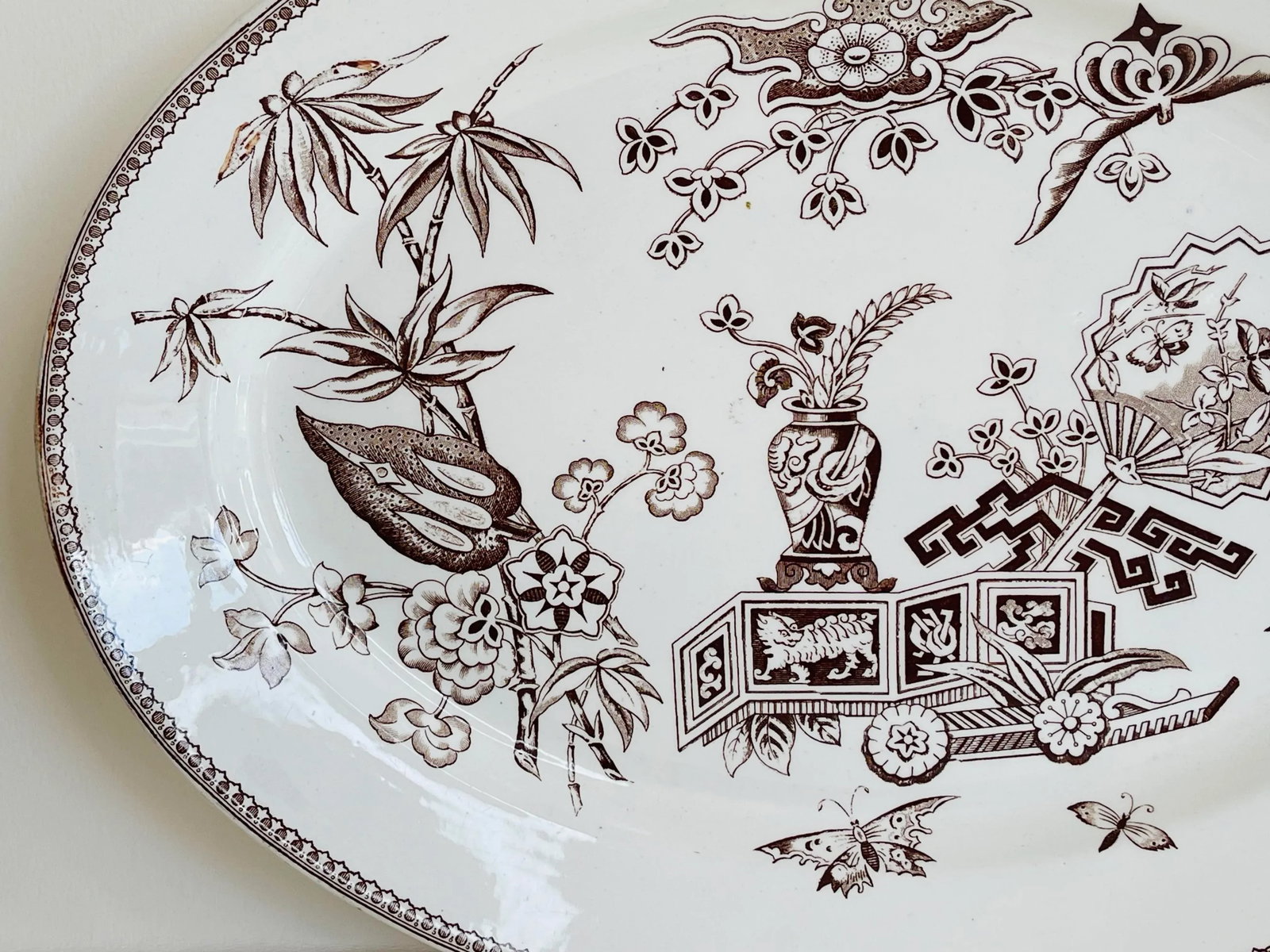 English Ironstone Brown Transfer Ware Platter by T. Elsmore & Sons - 5