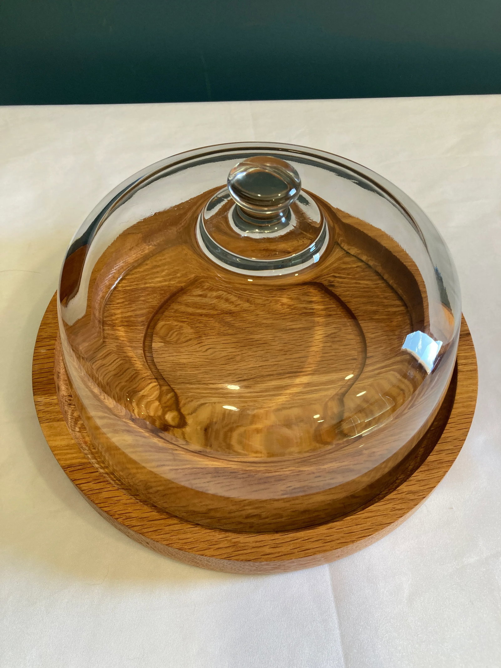 Mid-Century Vermillion Glass Covered Wood Cheese or Bread Tray - 2
