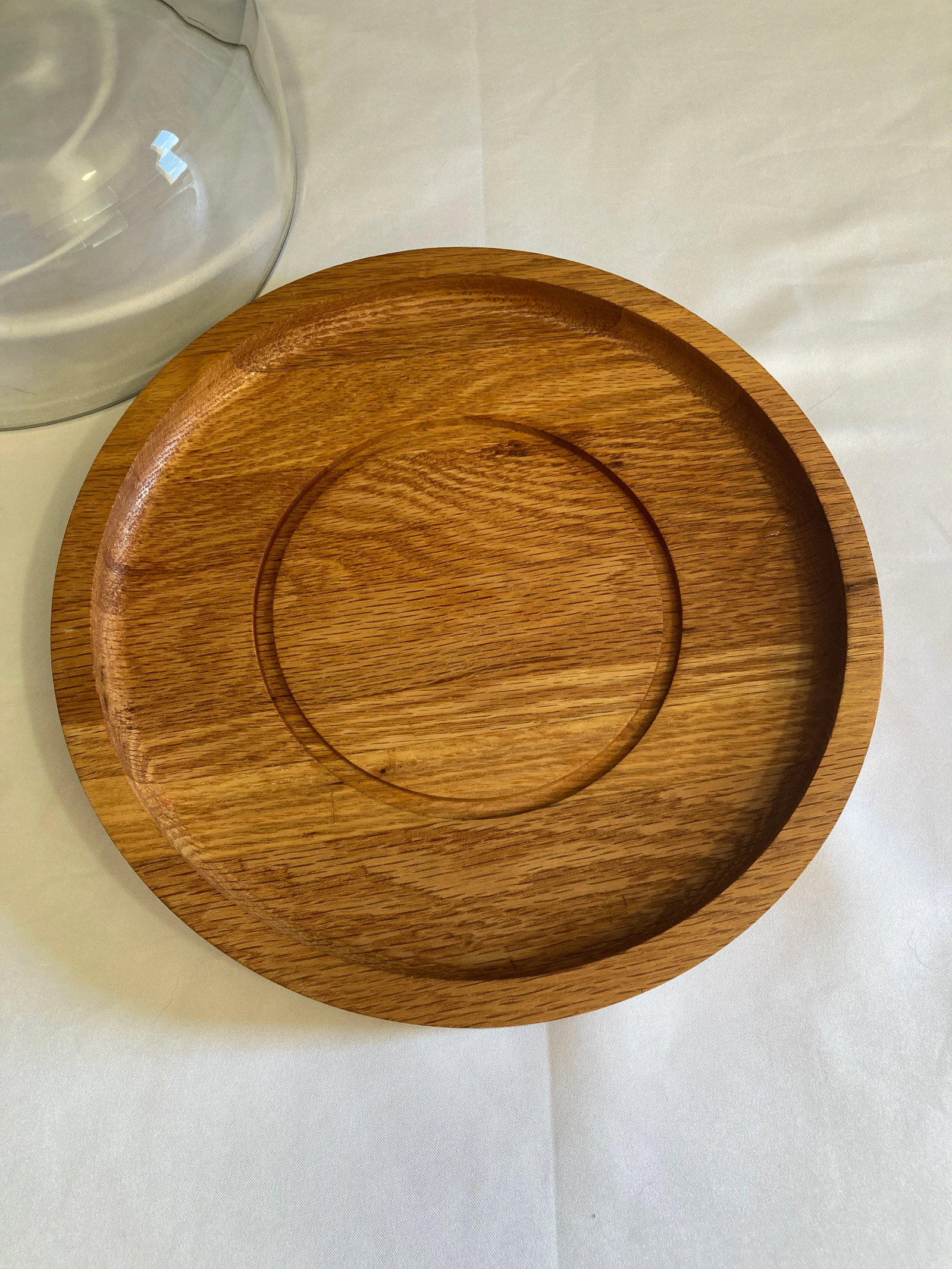 Mid-Century Vermillion Glass Covered Wood Cheese or Bread Tray - 3