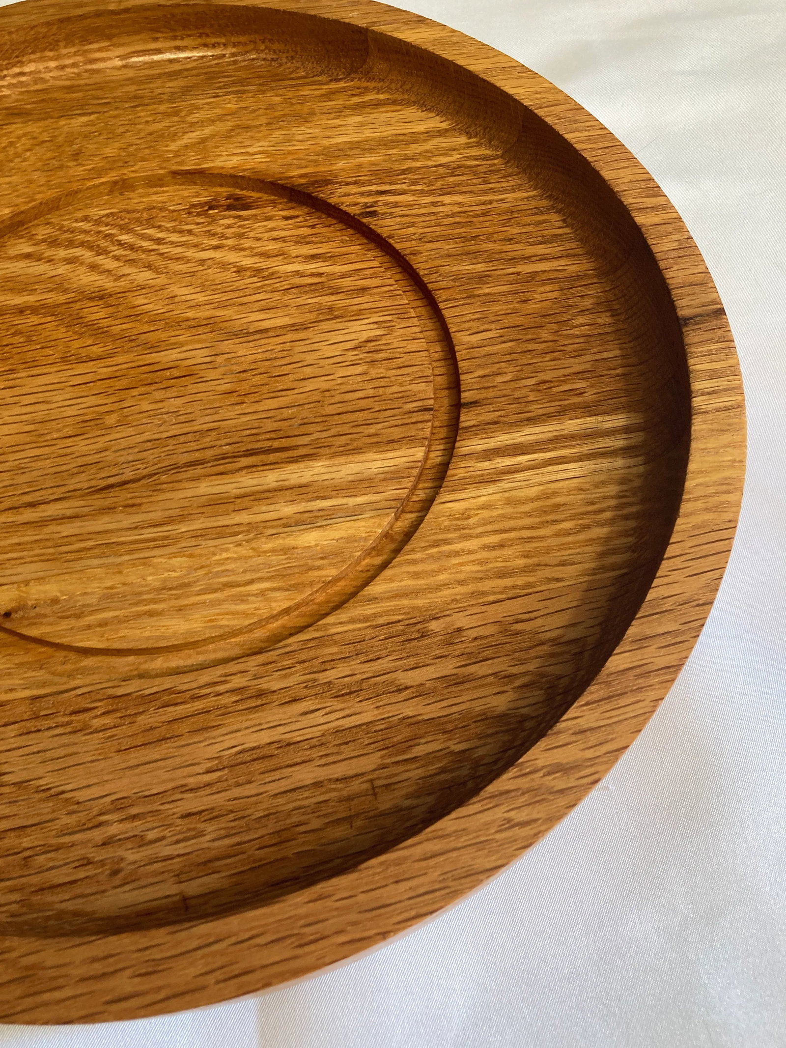 Mid-Century Vermillion Glass Covered Wood Cheese or Bread Tray - 6