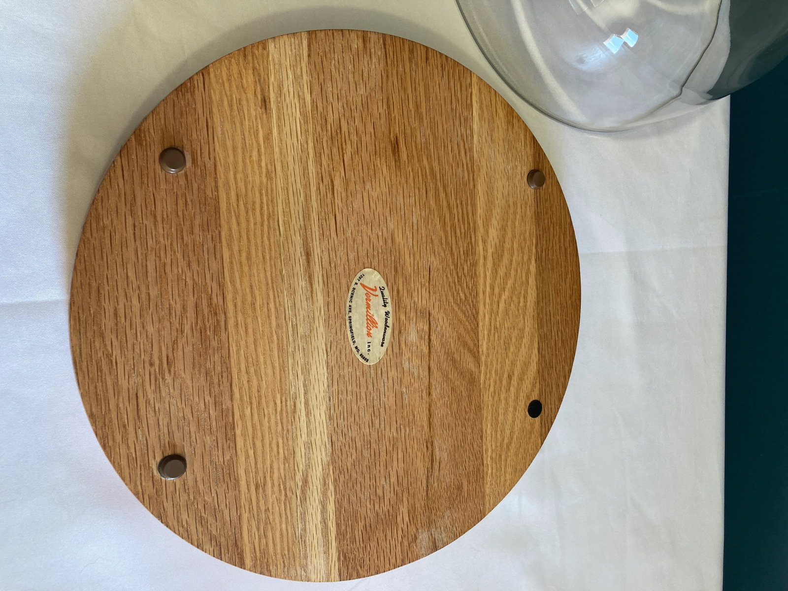 Mid-Century Vermillion Glass Covered Wood Cheese or Bread Tray - 7