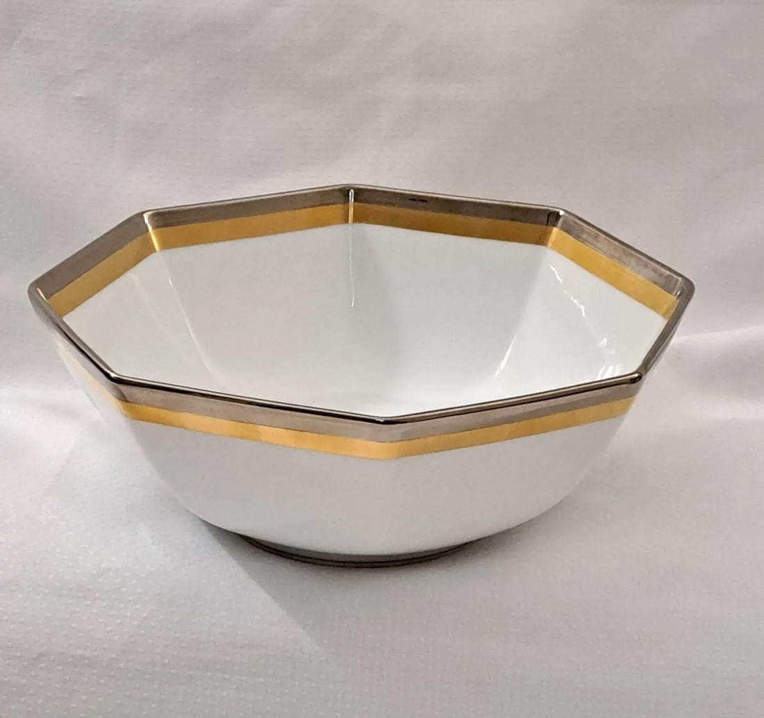 Vintage Fitz & Floyd Platine d'OR Octagonal Serving Vegetable Bowl, Japan - 2
