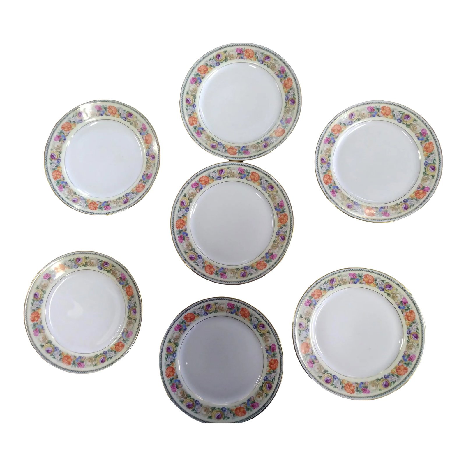 Late 20th Century Thomas Tea Plates- Set of 7: Set of 7 Thomas made in Bavaria plates for a tea set, the plates have different markings near the makers mark and may have been manufactured at different times, but are all the same style. Condition: 