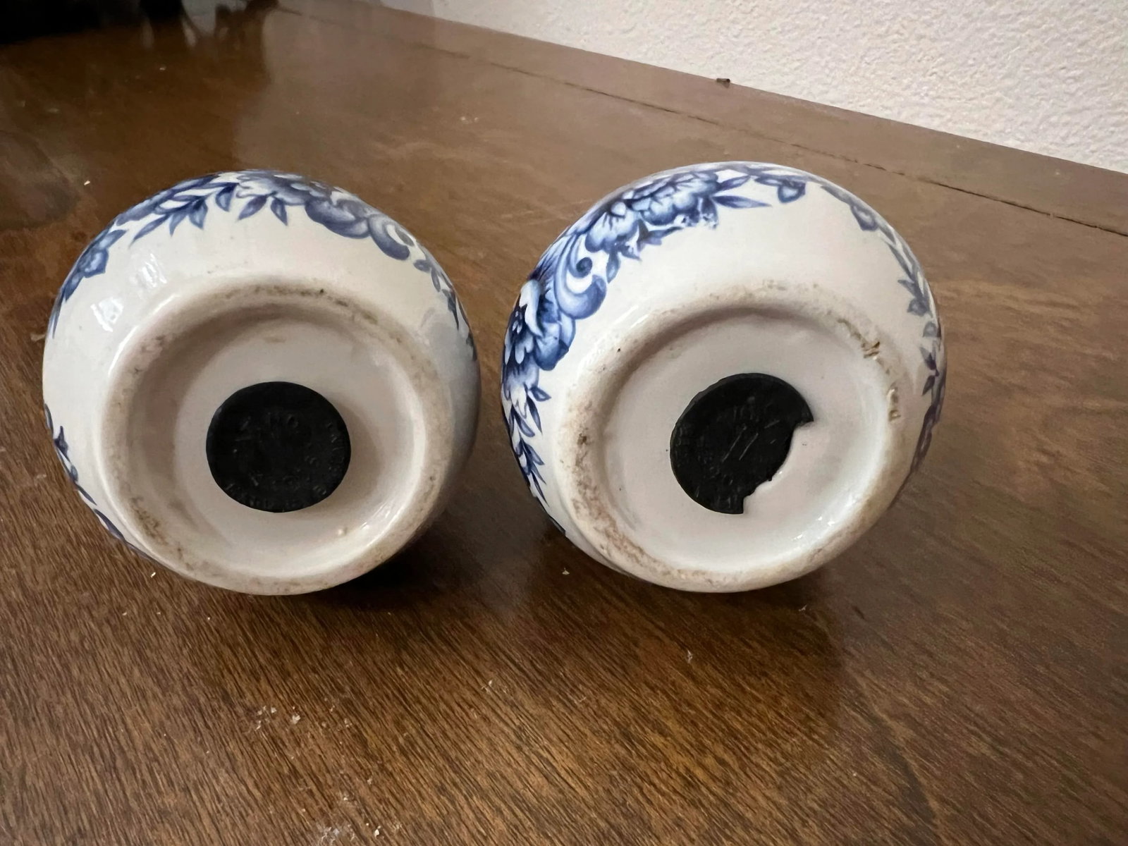 1980s Vintage Blue Ironstone Salt & Pepper Shakers- Set of 2 - 4