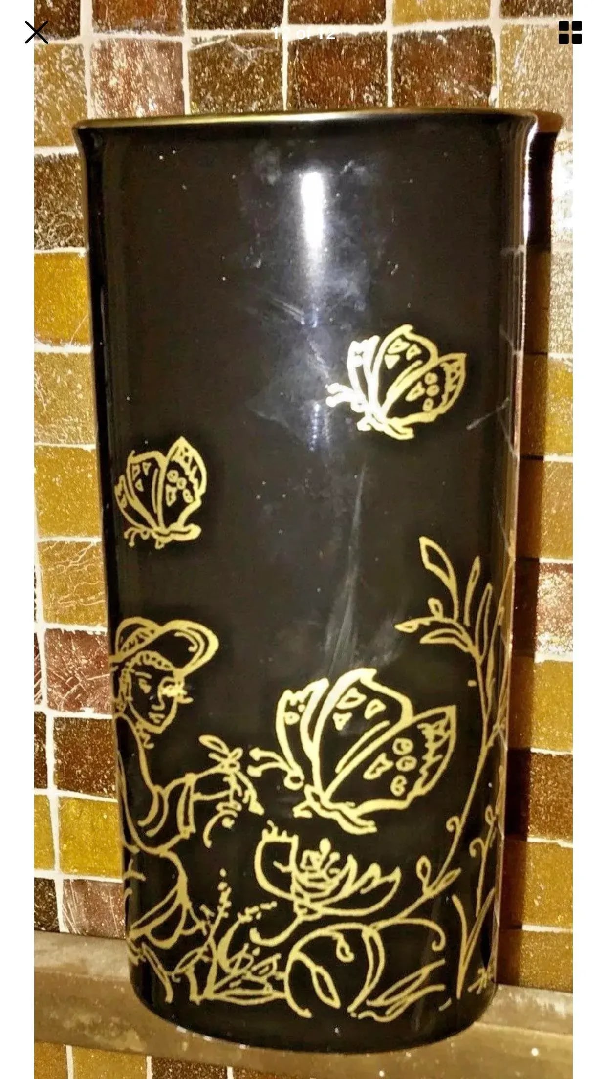Edna Hibel Rosenthal "Festival Annual" Golden Vase - 12