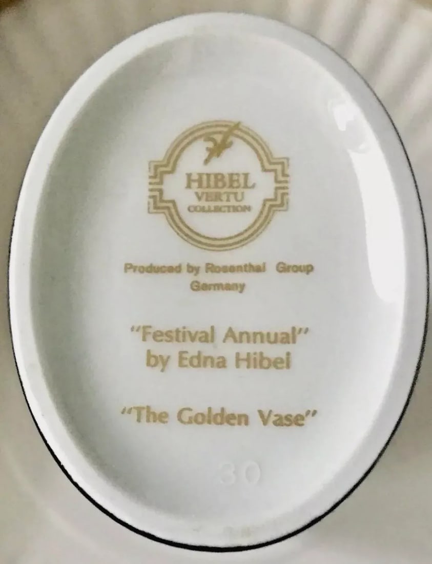 Edna Hibel Rosenthal "Festival Annual" Golden Vase - 3