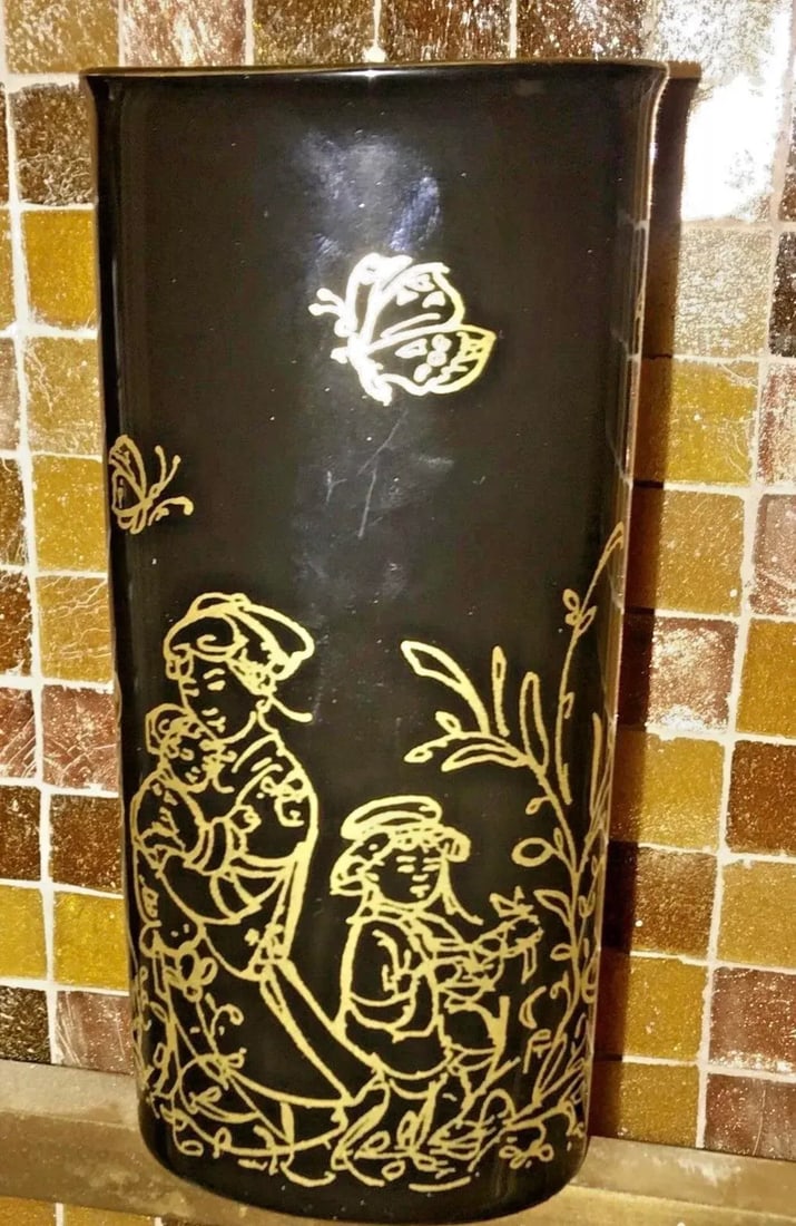 Edna Hibel Rosenthal "Festival Annual" Golden Vase - 6