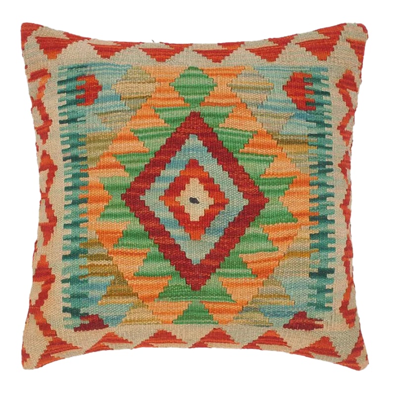 Shabby Chic Hand-Woven Turkish Kilim Throw Pillow: Embellish your home with this timeless casual chic handmade Southwestern Kilim throw pillow covers made with wool and cotton. Constructed on a loom by Nomad Turkman people with hand-spun wool and