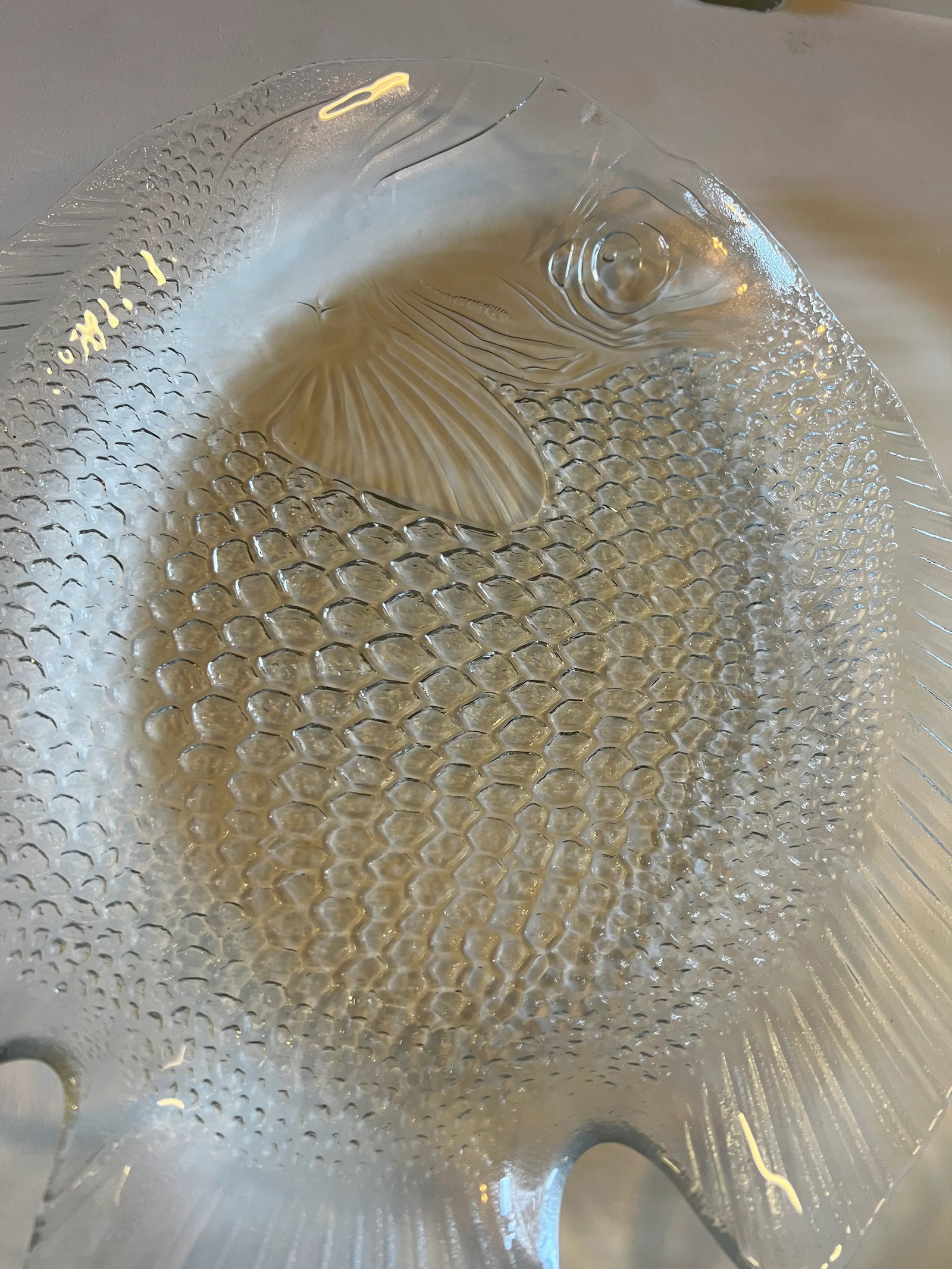 Mid Century Glass Embossed Fish Platter - 3