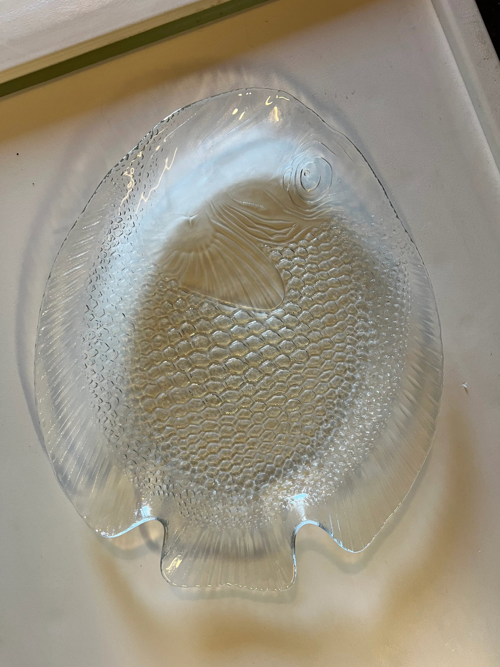 Mid Century Glass Embossed Fish Platter - 5
