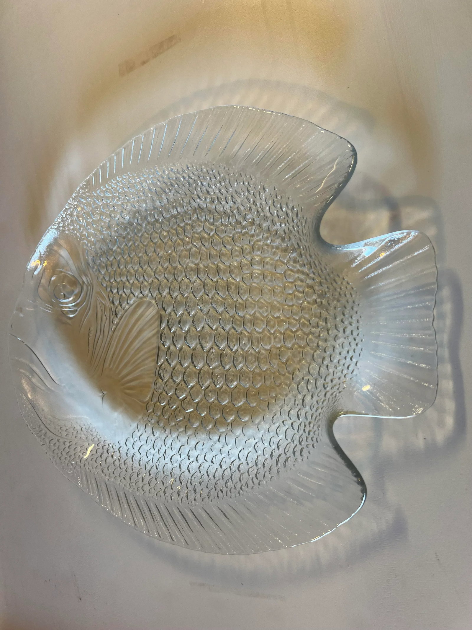 Mid Century Glass Embossed Fish Platter - 7