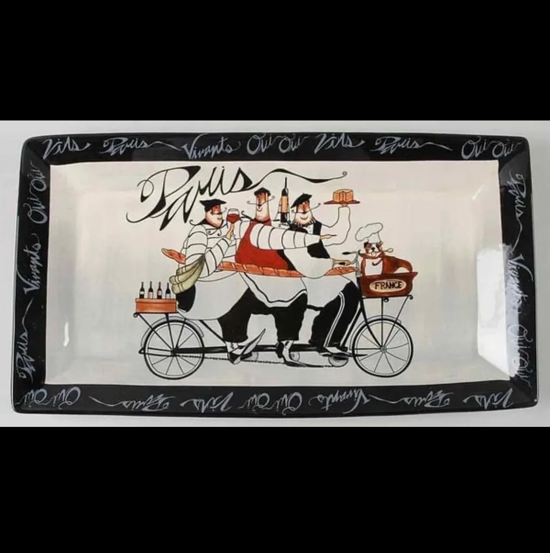 Vintage Large Black & White 'AuParis'Au French Chef Platter - 2