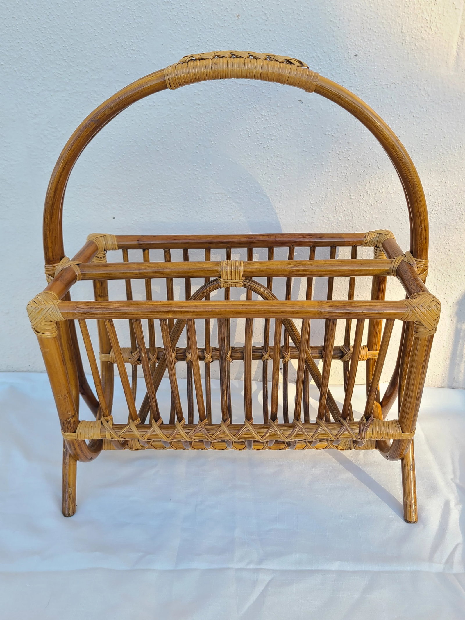 Vintage Bamboo Rattan Magazine Rack - 2