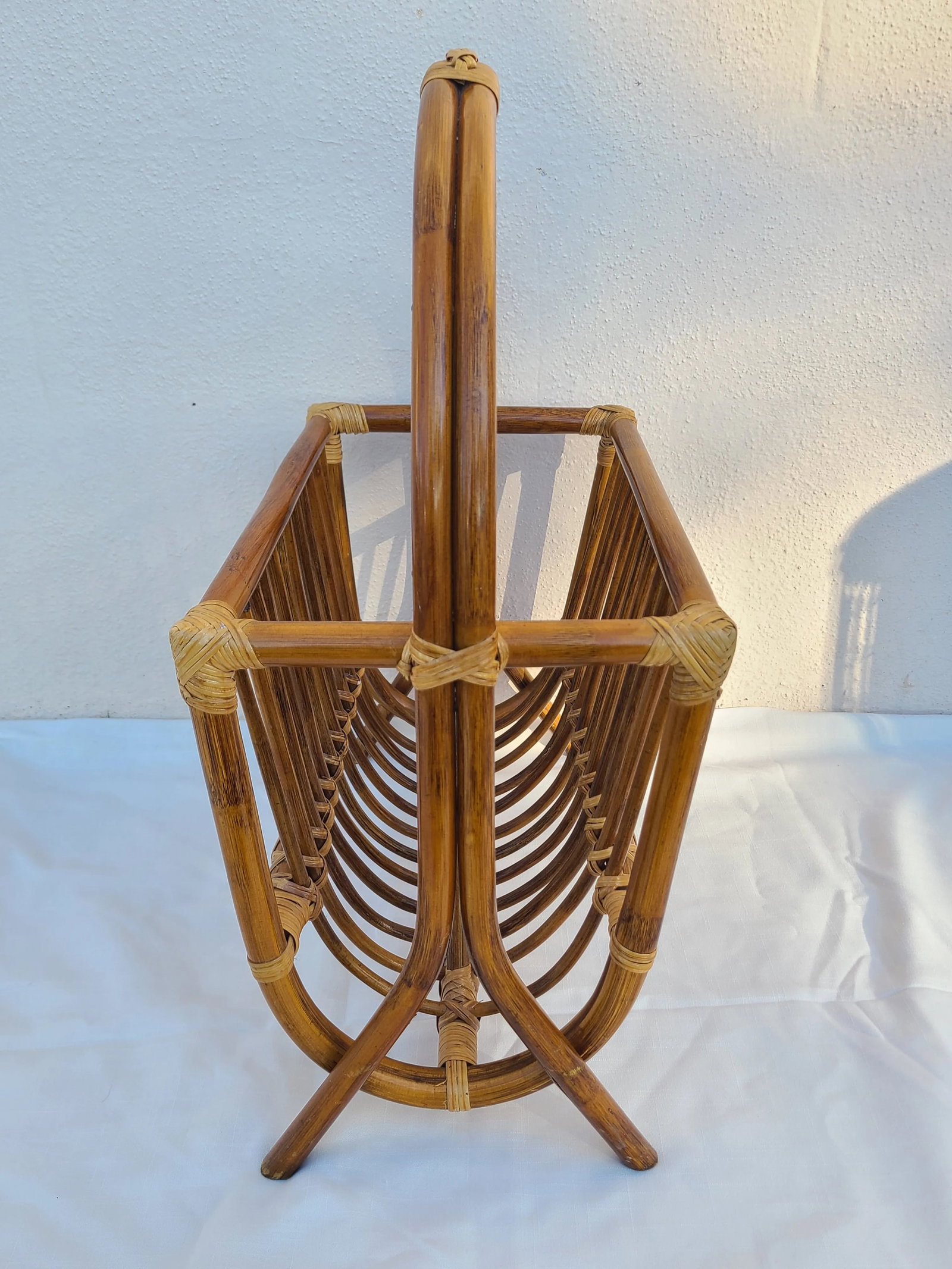 Vintage Bamboo Rattan Magazine Rack - 3