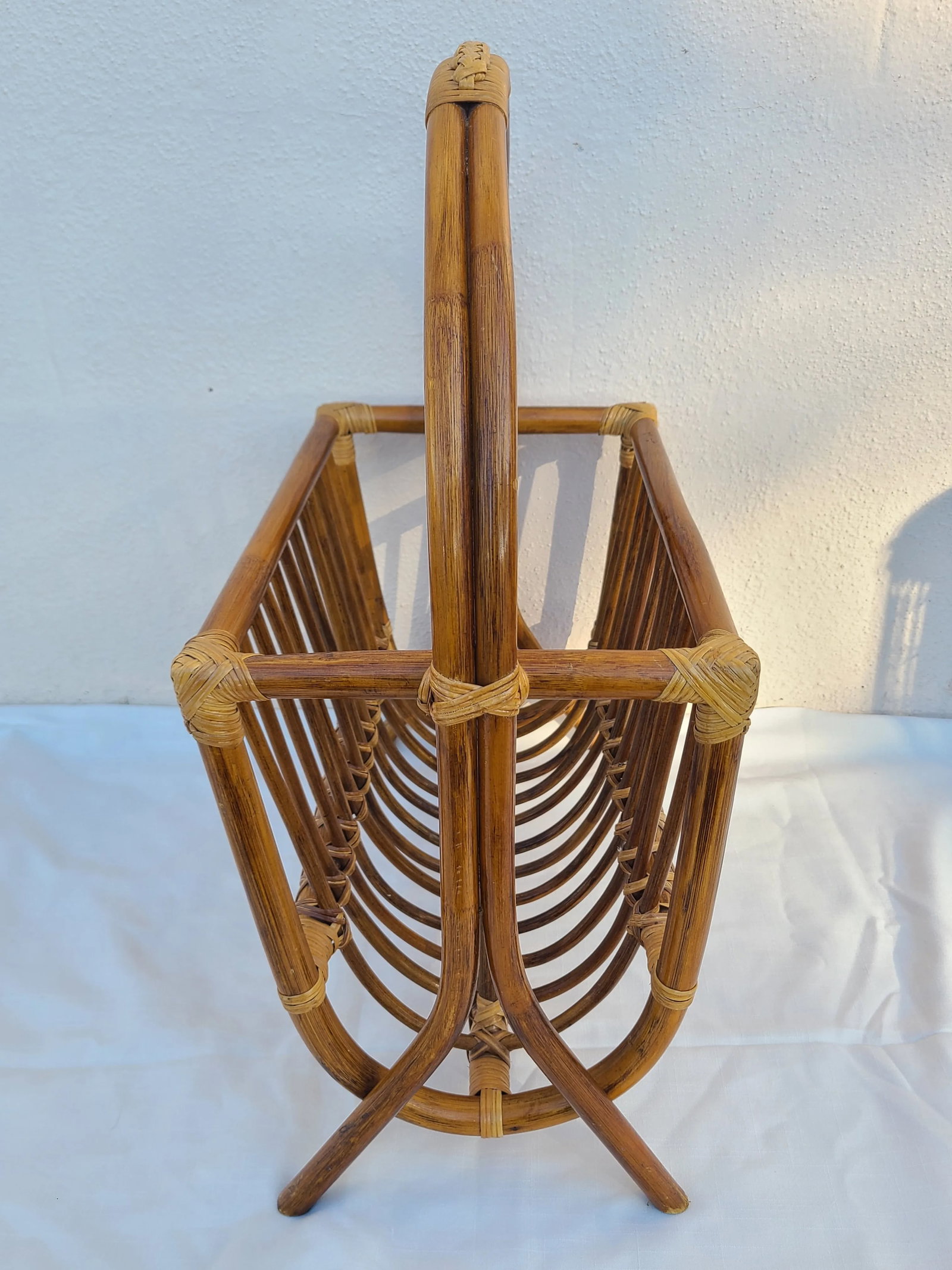 Vintage Bamboo Rattan Magazine Rack - 5
