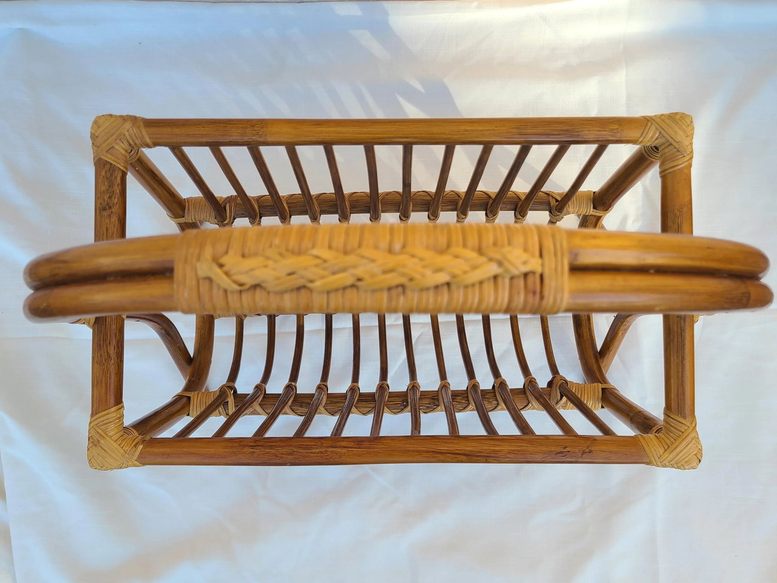 Vintage Bamboo Rattan Magazine Rack - 6