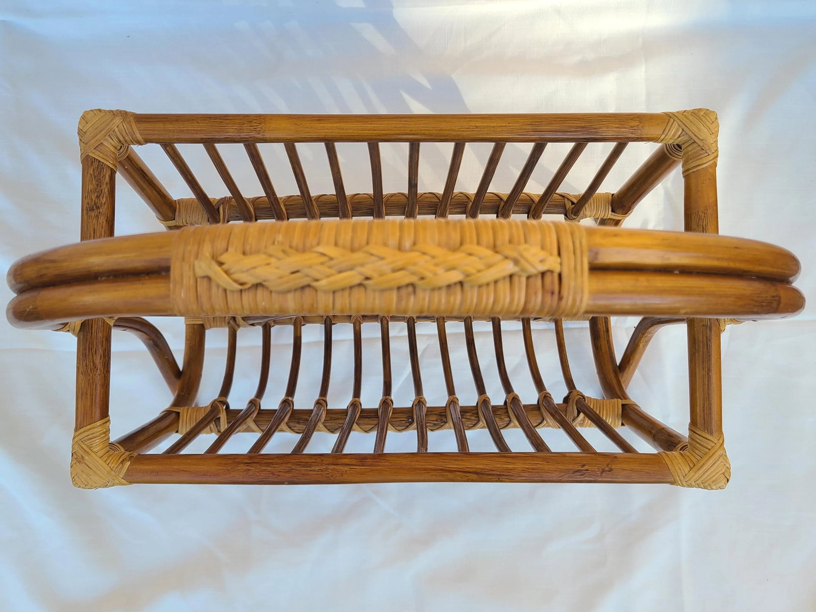 Vintage Bamboo Rattan Magazine Rack - 7