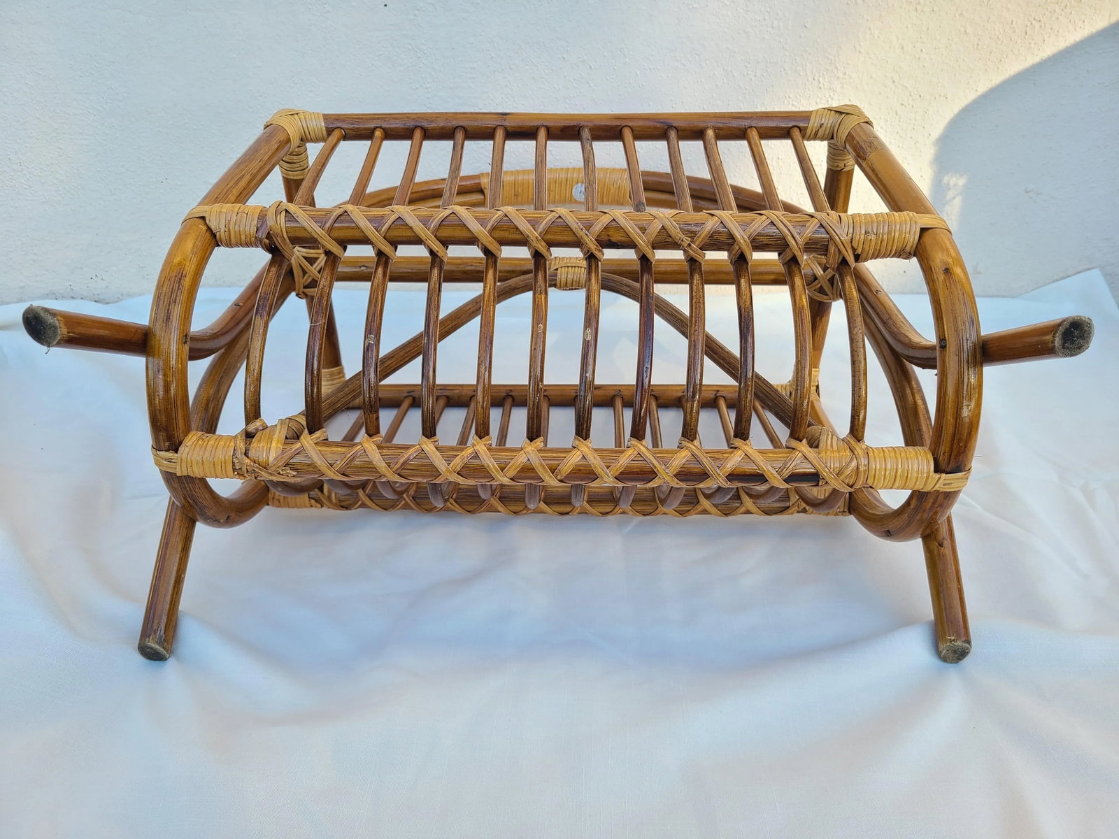 Vintage Bamboo Rattan Magazine Rack - 8