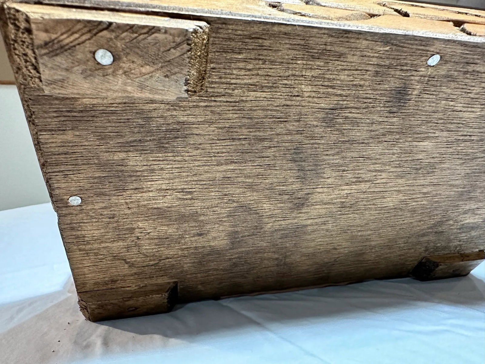 Vintage Mid 20th Century Italian Hand Carved Wooden Box With Flower Tile Top - 9