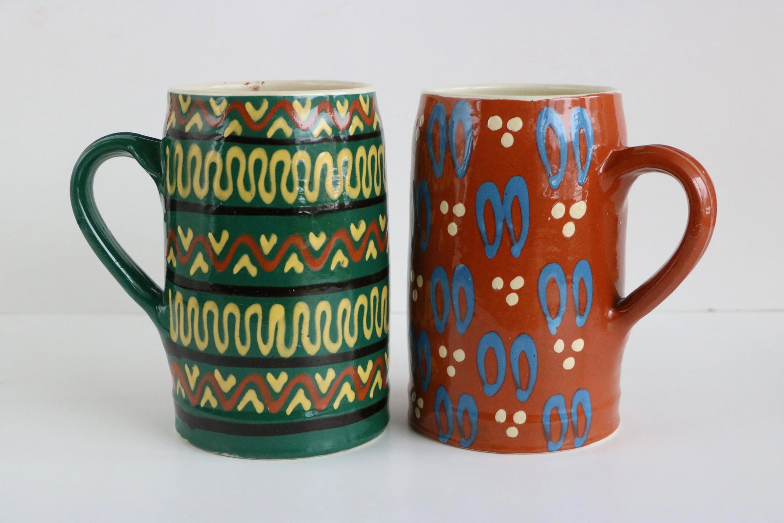 German Slipware Steins - a Pair - 2