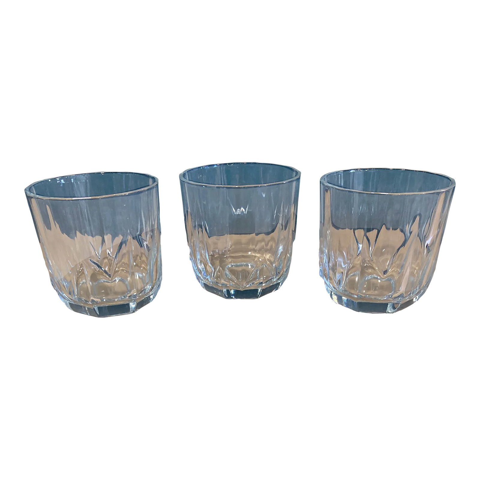 Vintage Pasabache Topaz Lowball Whiskey Glasses, Set of 3: A very nice set of 3 lowball glasses by Pasabache. Very heavy and well made with a beautiful cut glass pattern. Condition: Alterations: Original Condition Unaltered Imperfections: Some Imperfections