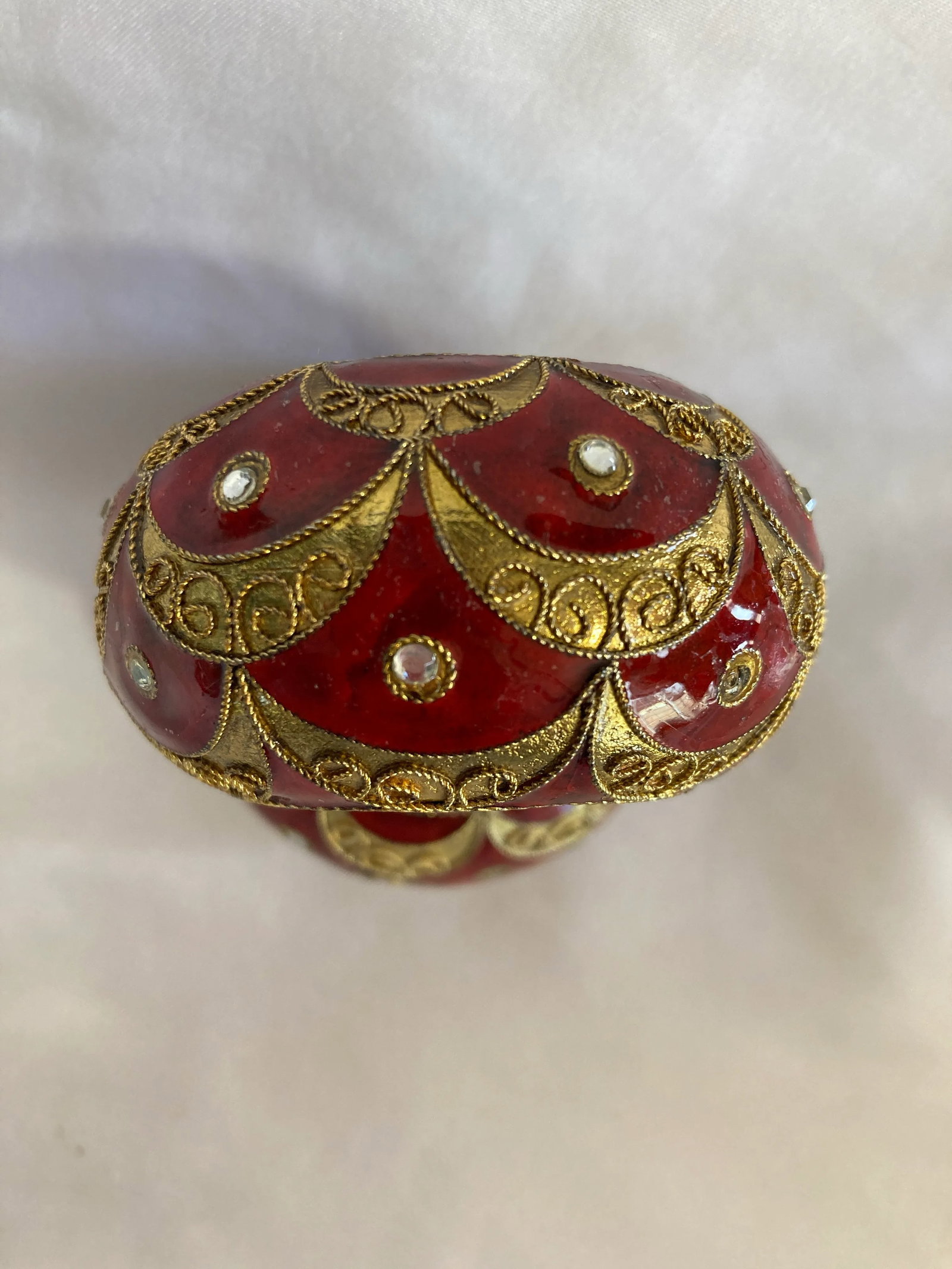 1990s Red & Gold Metal Napkin Rings- Set of 2 - 6