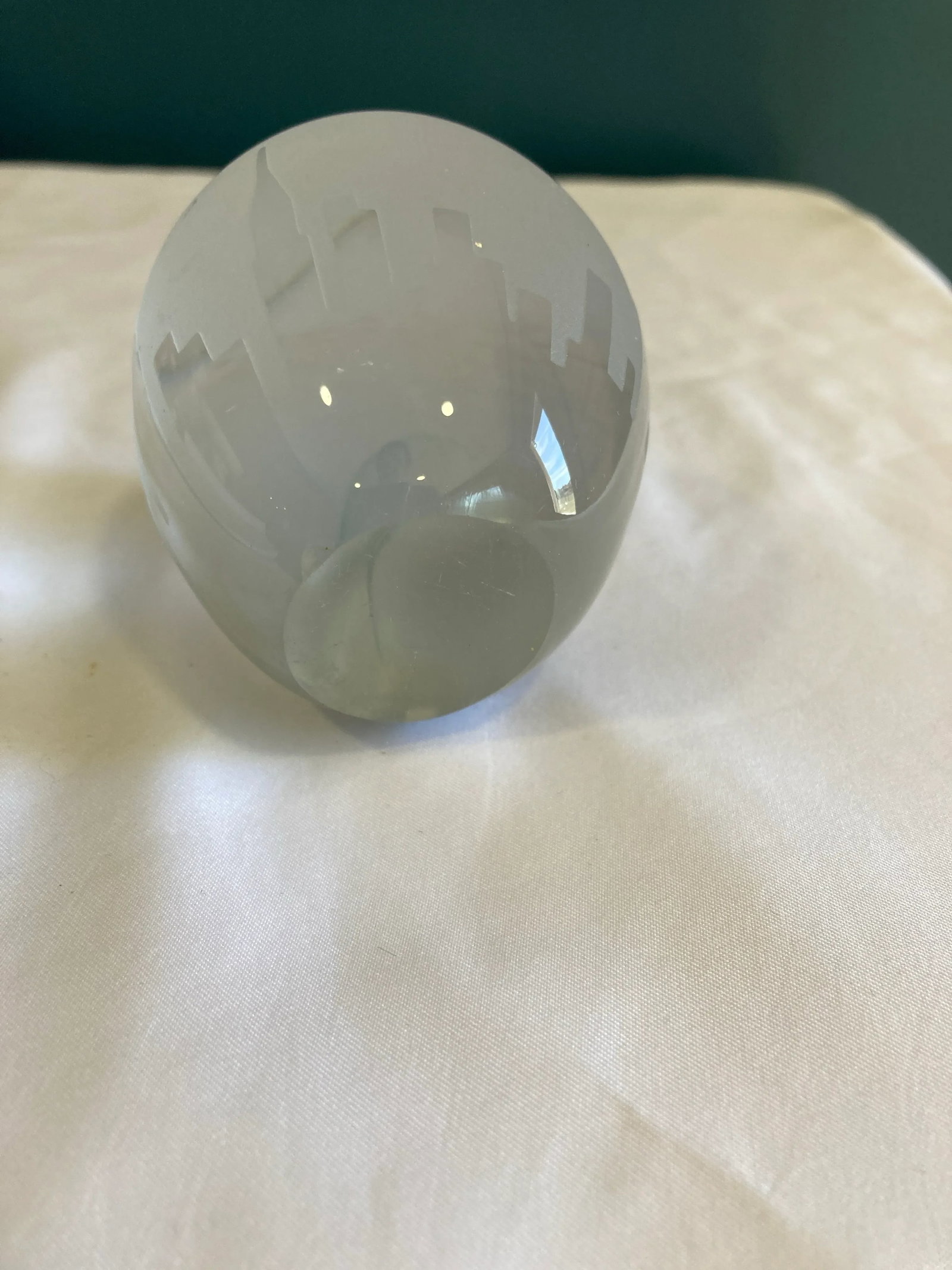 Vintage New York City Skyline Glass Apple Paperweight - 6