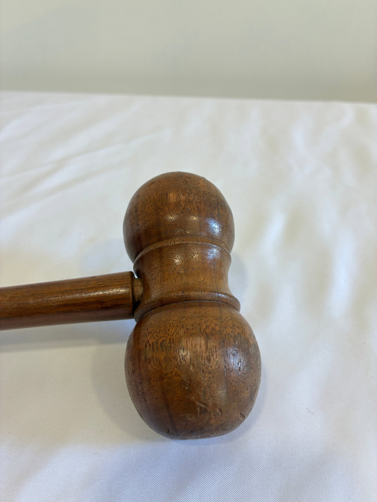 Antique Turned Wood Gavel, Double-Head Judge's or Auctioneer's Hammer - 7