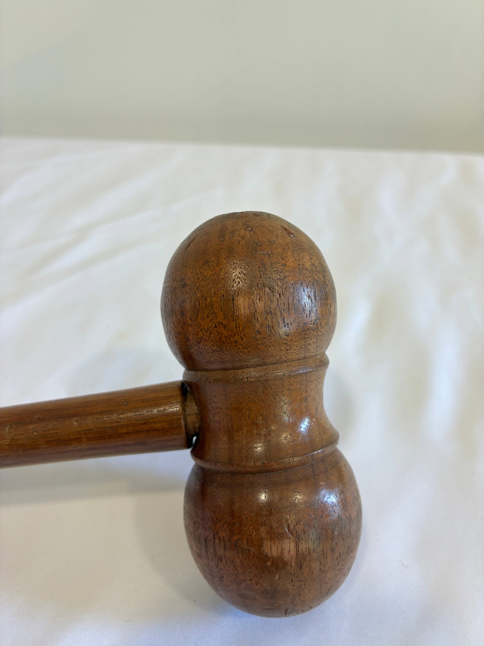 Antique Turned Wood Gavel, Double-Head Judge's or Auctioneer's Hammer - 8