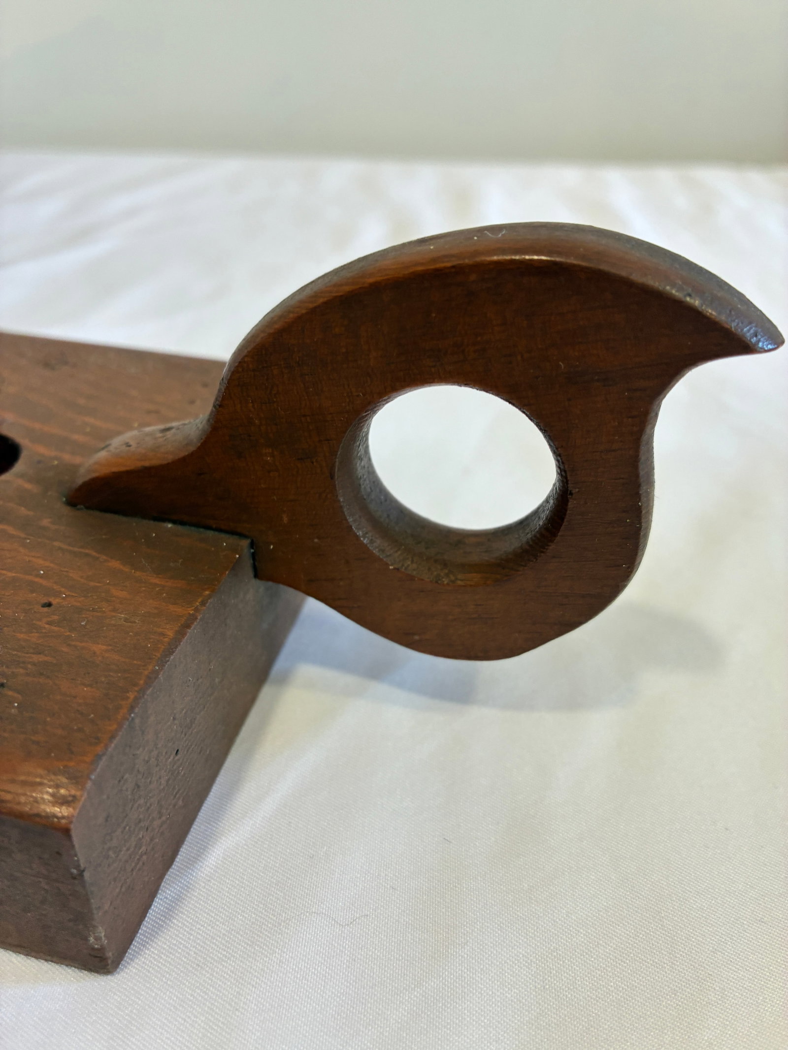 Antique Primitive Wooden Chamberstick Candle Holder - 3