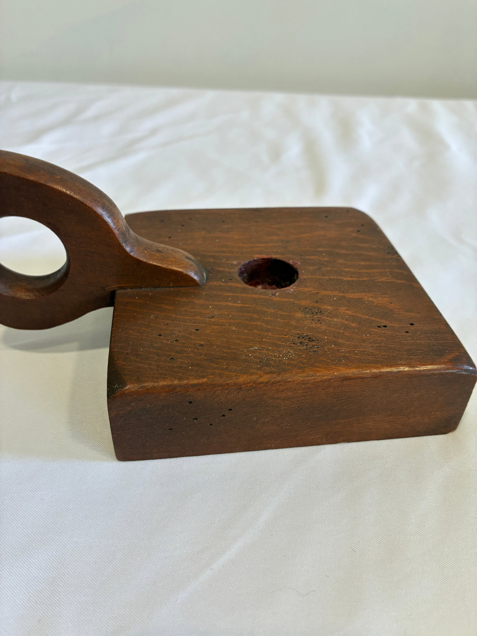 Antique Primitive Wooden Chamberstick Candle Holder - 6