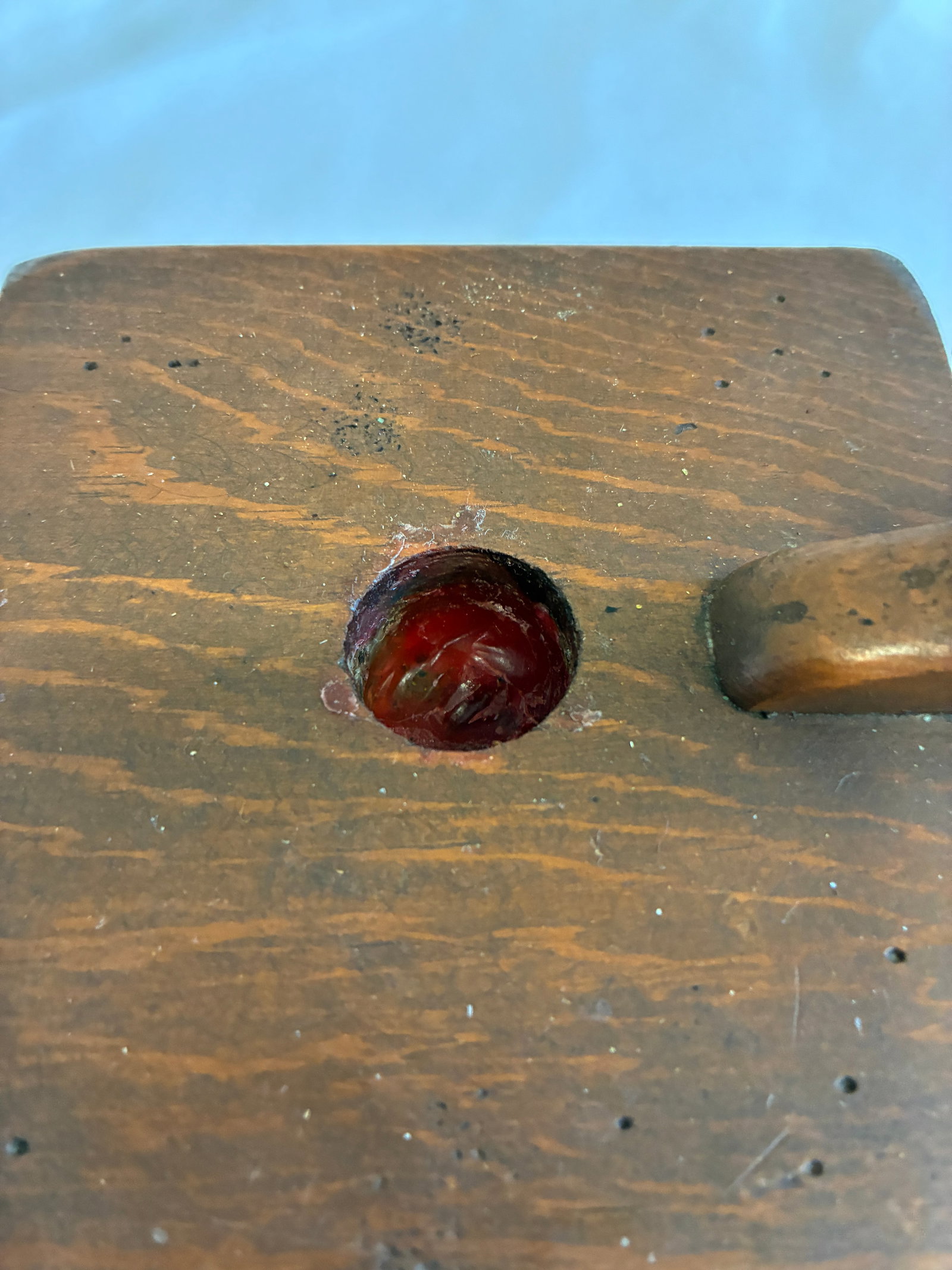 Antique Primitive Wooden Chamberstick Candle Holder - 9