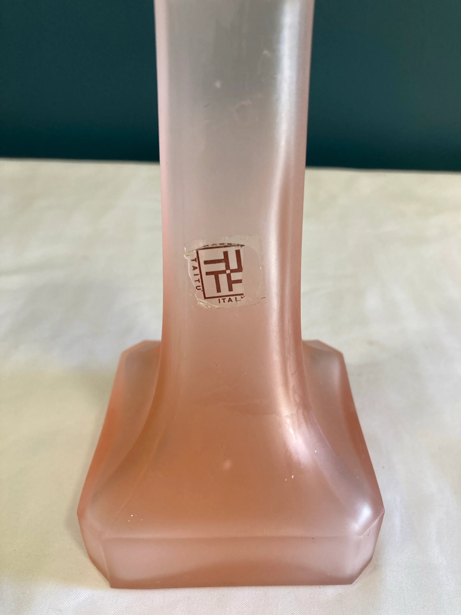 Taitu Italy Frosted Blush Glass Taper Candleholder - 4