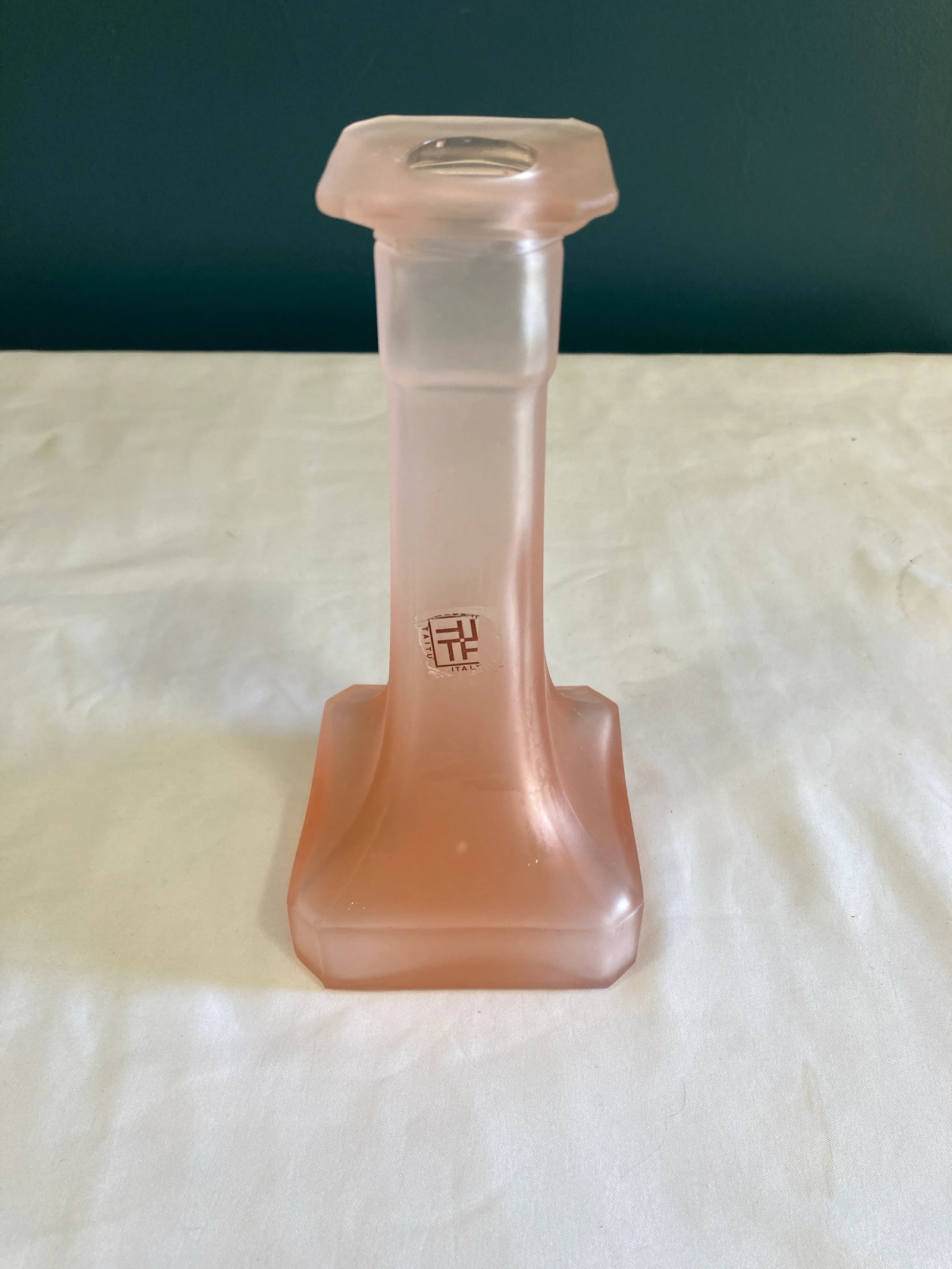 Taitu Italy Frosted Blush Glass Taper Candleholder - 5