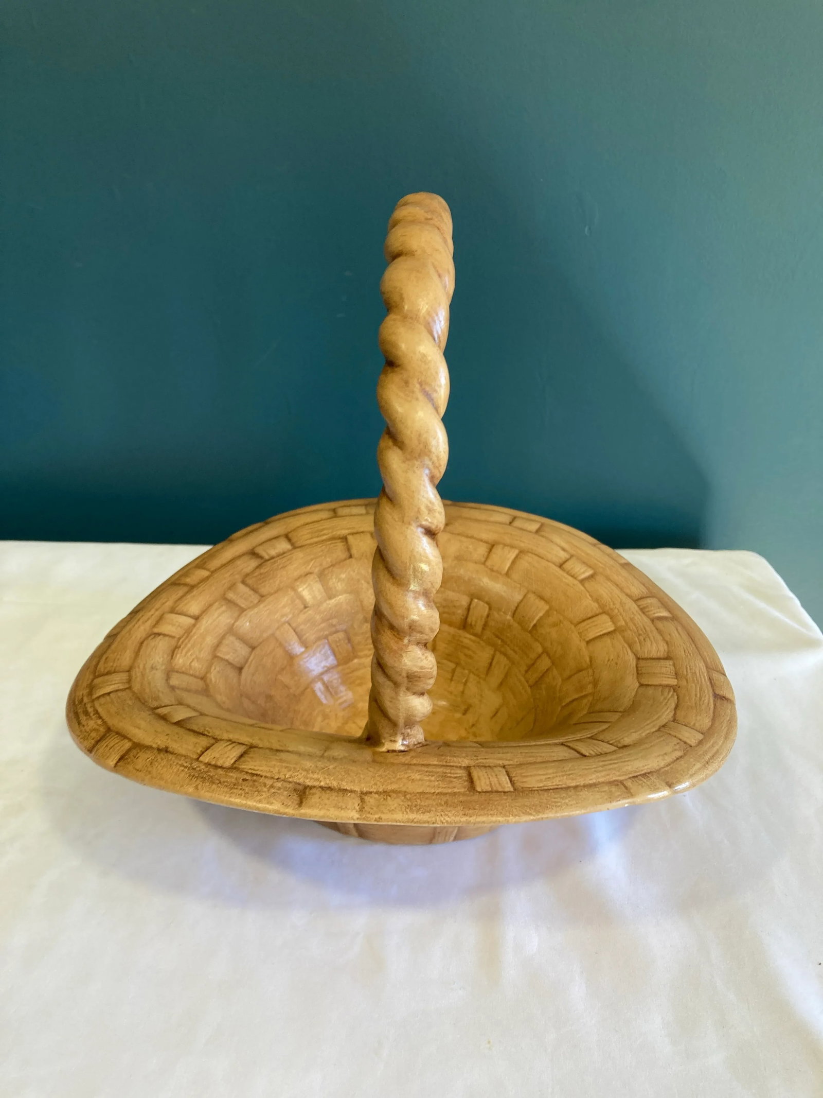 1950's Hand Painted Ceramic Basket - 2