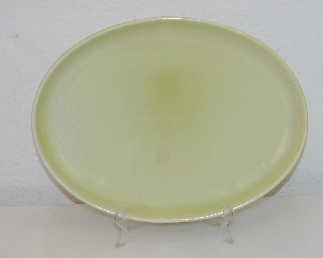Mid Century Modern Russel Wright Iroquois Large Oval Chartreuse Serving Platter - 3