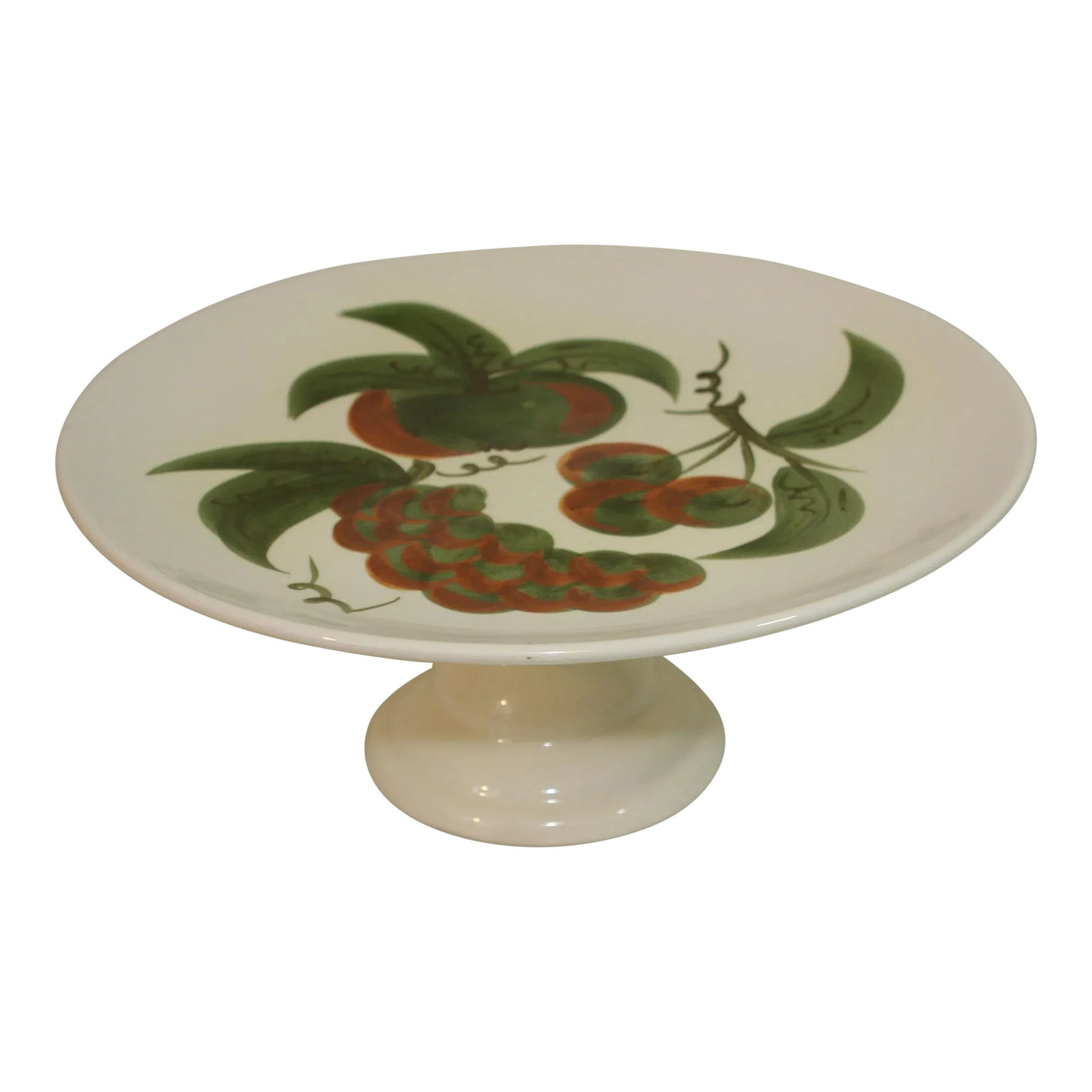 Vintage 1960s Stangl Pottery Orchard Song Pattern Hand Painted Pedestal Cake Plate: Vintage Stangl Pottery Orchard Song Pattern Pedestal Cake Plate The Stangl Orchard Song pattern was designed by Irene Sarnecki and was introduced in 1962. It remained in production until 1974. This se