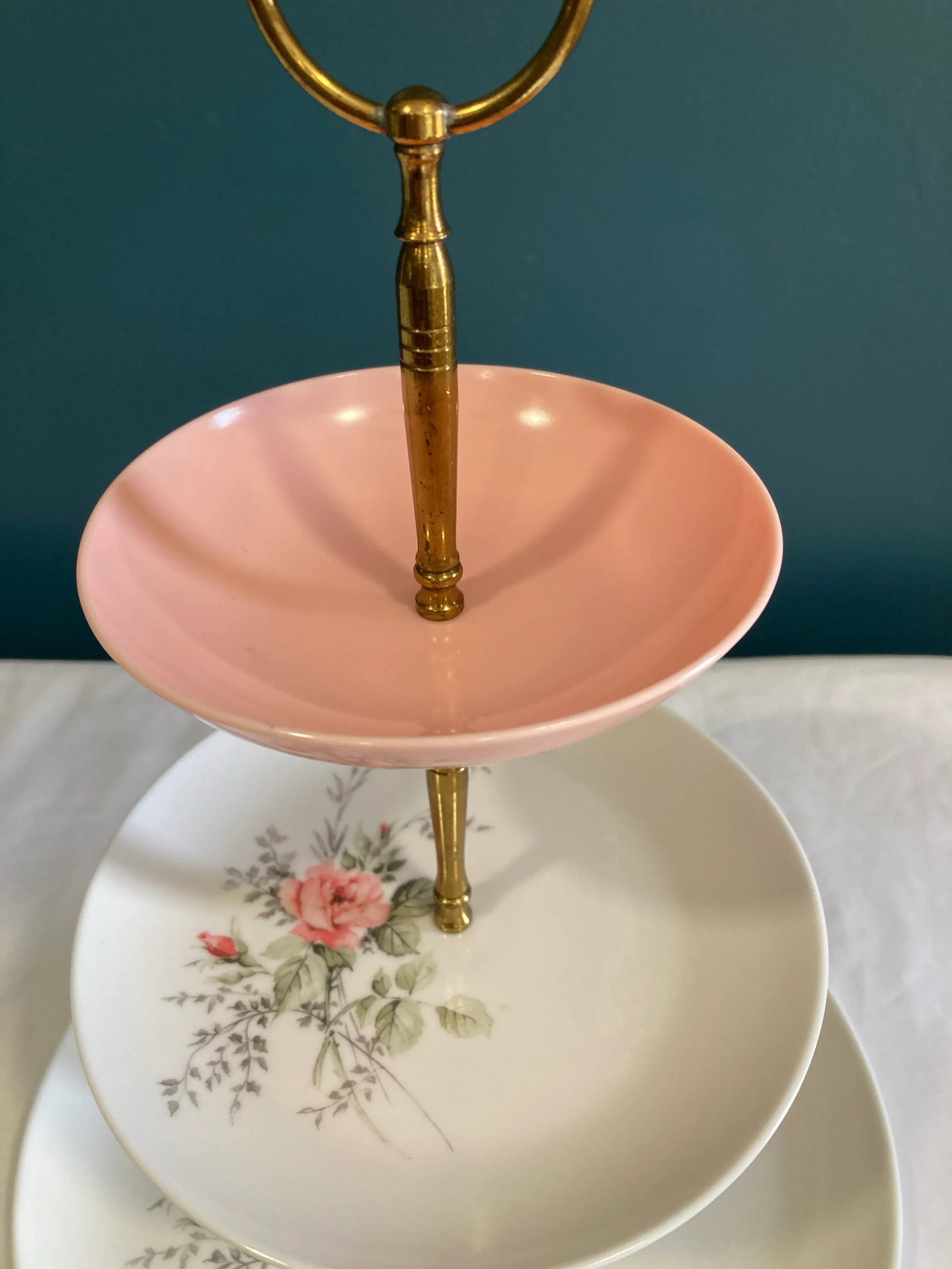 Mid-Century 3-Tiered Server With Brass Handle - 5