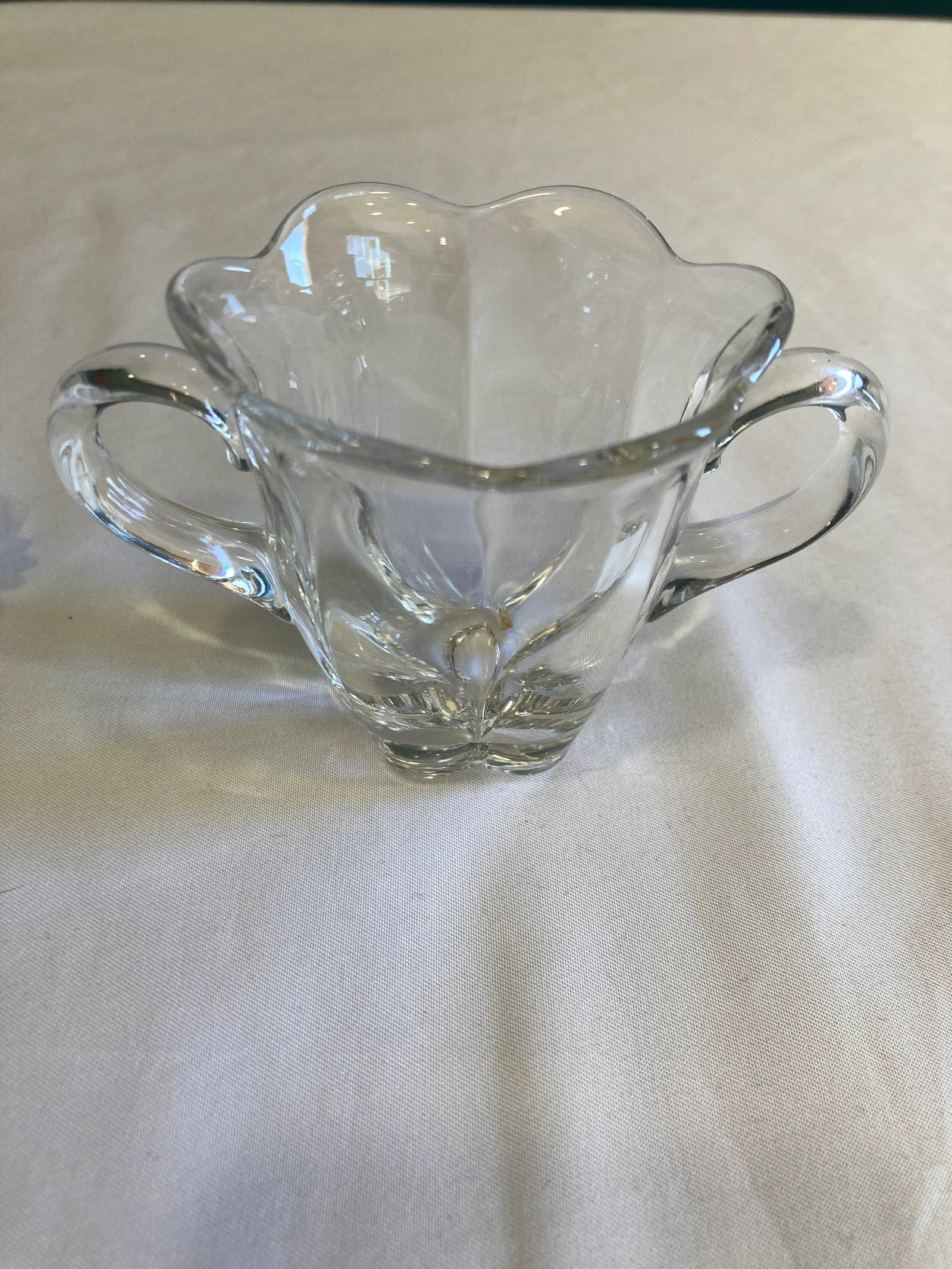 Vintage Clear Fluted Glass Creamer and Sugar Bowl Set With Matching Serving Tray - 4