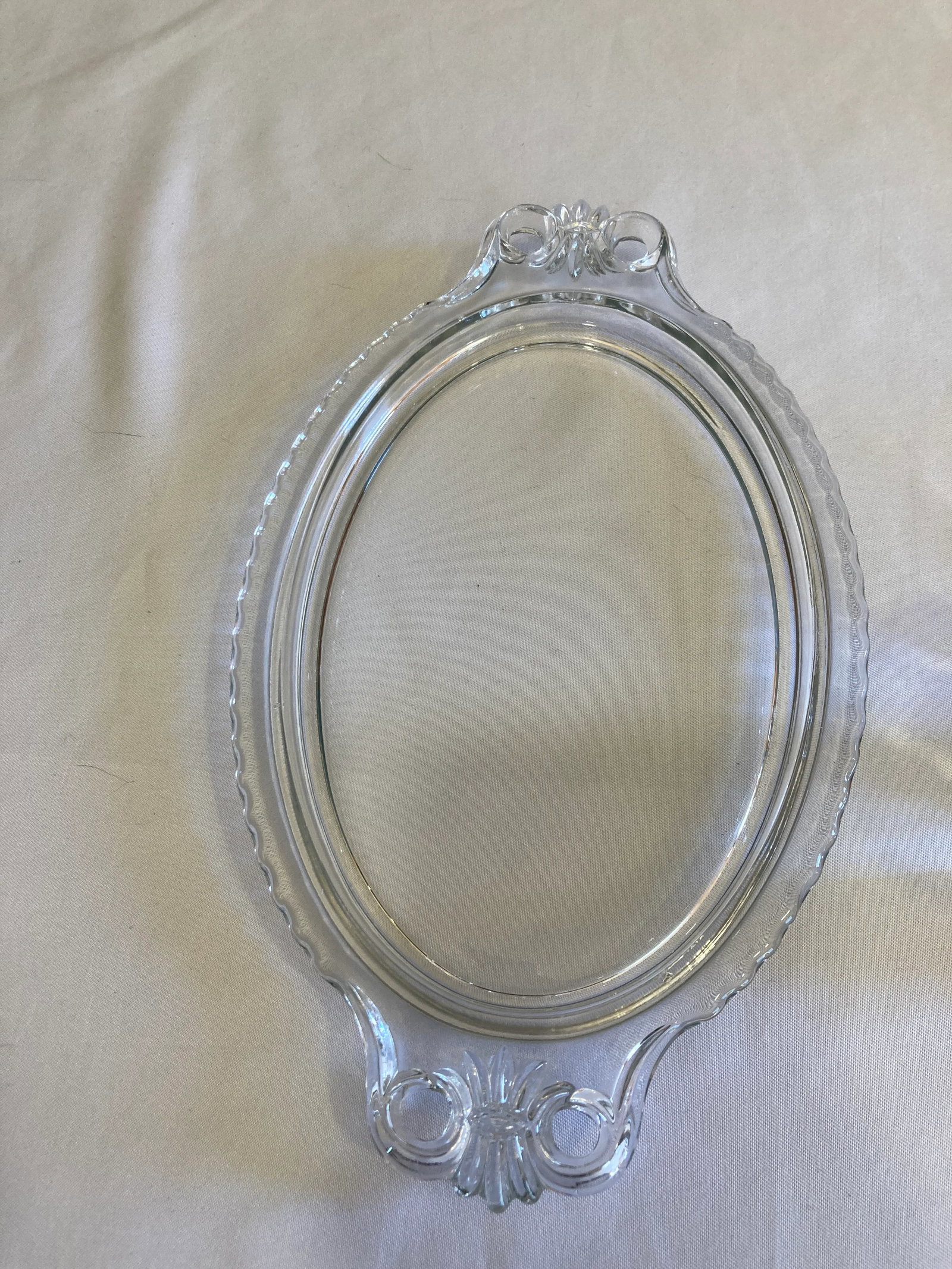 Vintage Clear Fluted Glass Creamer and Sugar Bowl Set With Matching Serving Tray - 6