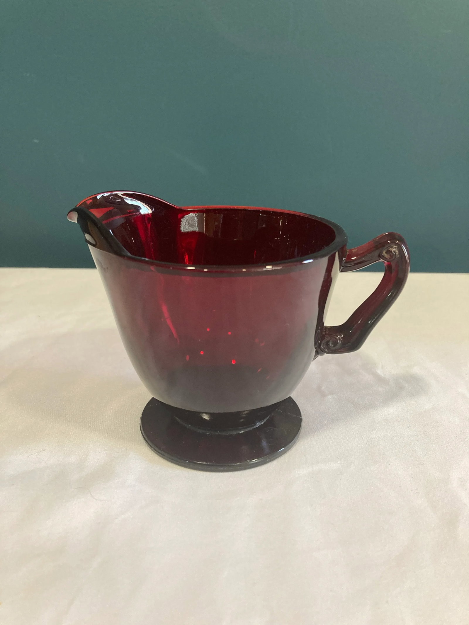Mid-Century Ruby Red Glass Creamer - 2