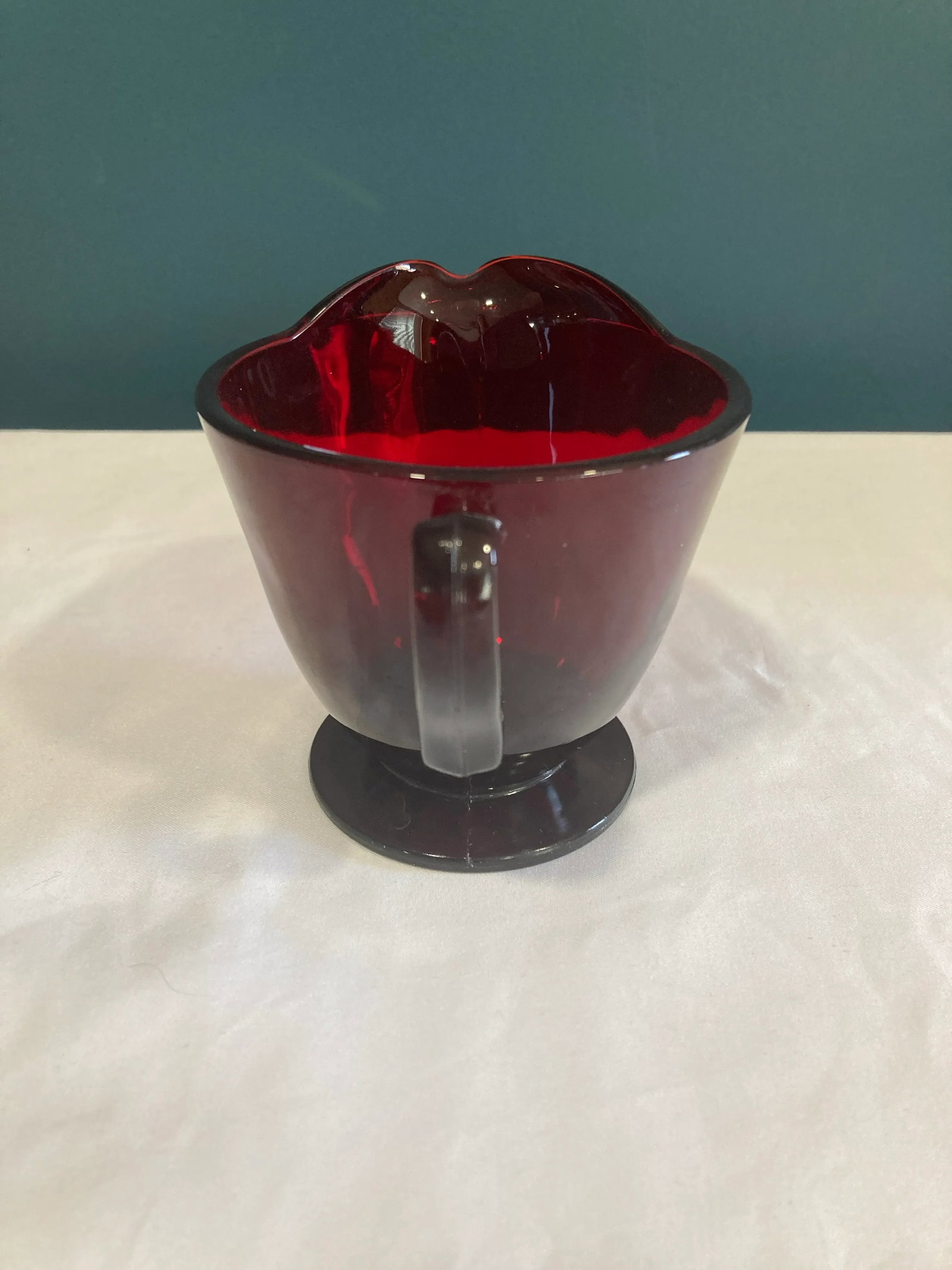 Mid-Century Ruby Red Glass Creamer - 3