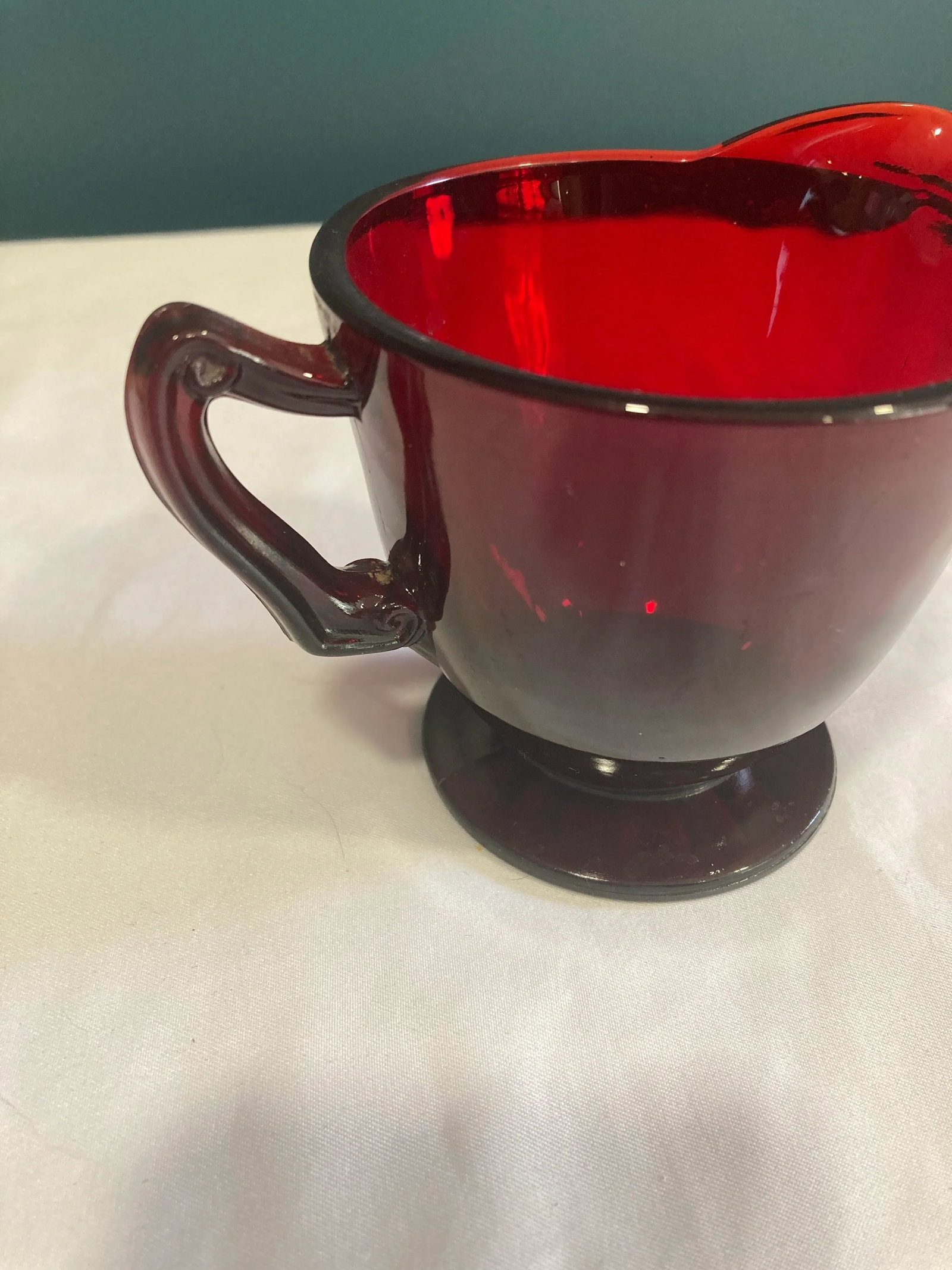 Mid-Century Ruby Red Glass Creamer - 6
