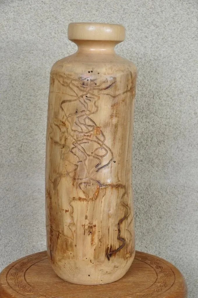 Large 18" High Bottle Shaped Colorado Aspen Wood Rustic Vase Sculpture - 7