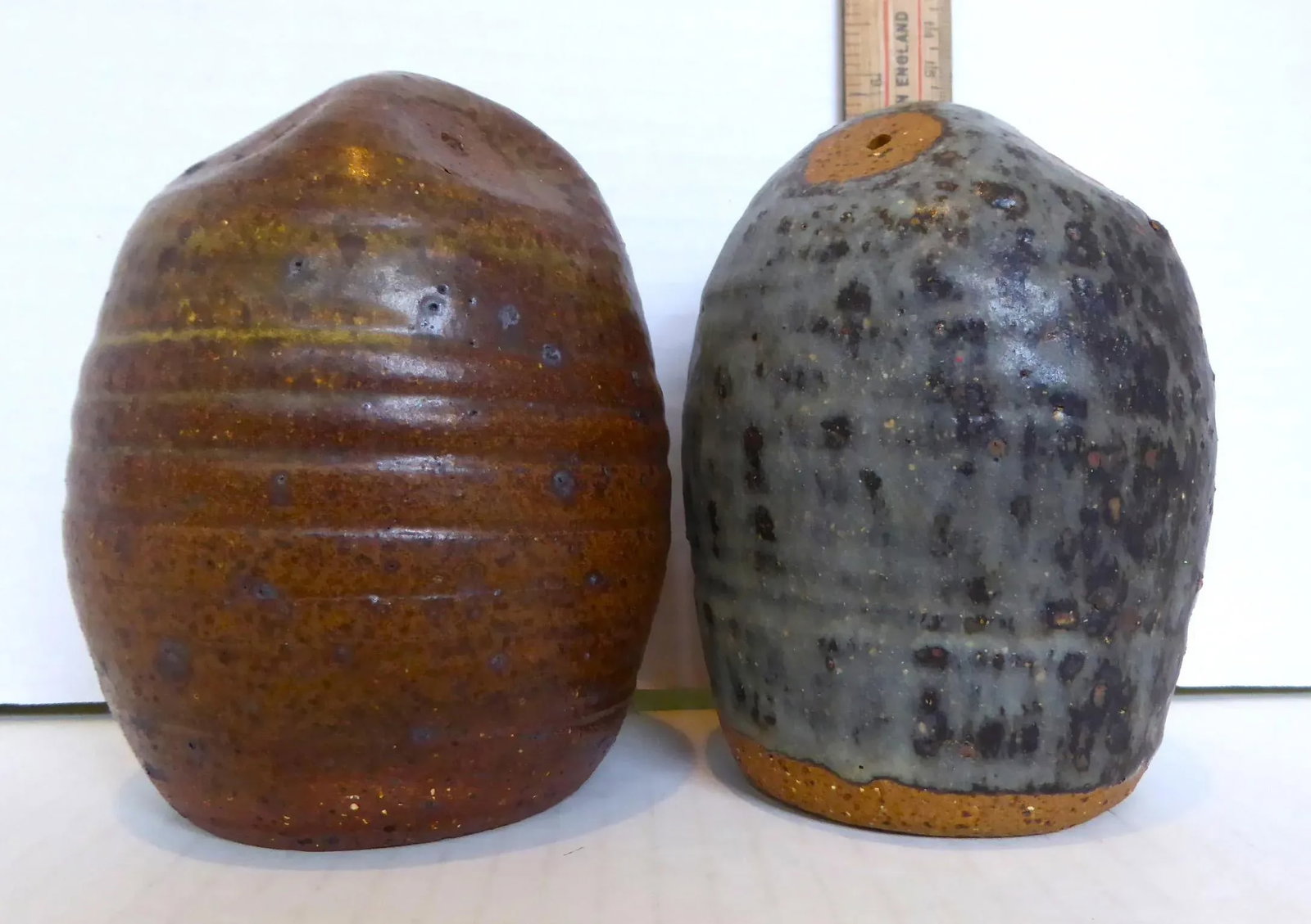 1950s Barbara Garrett Organic Mid Century Modern Pair of Stylized Stoneware Pottery Owls - 5