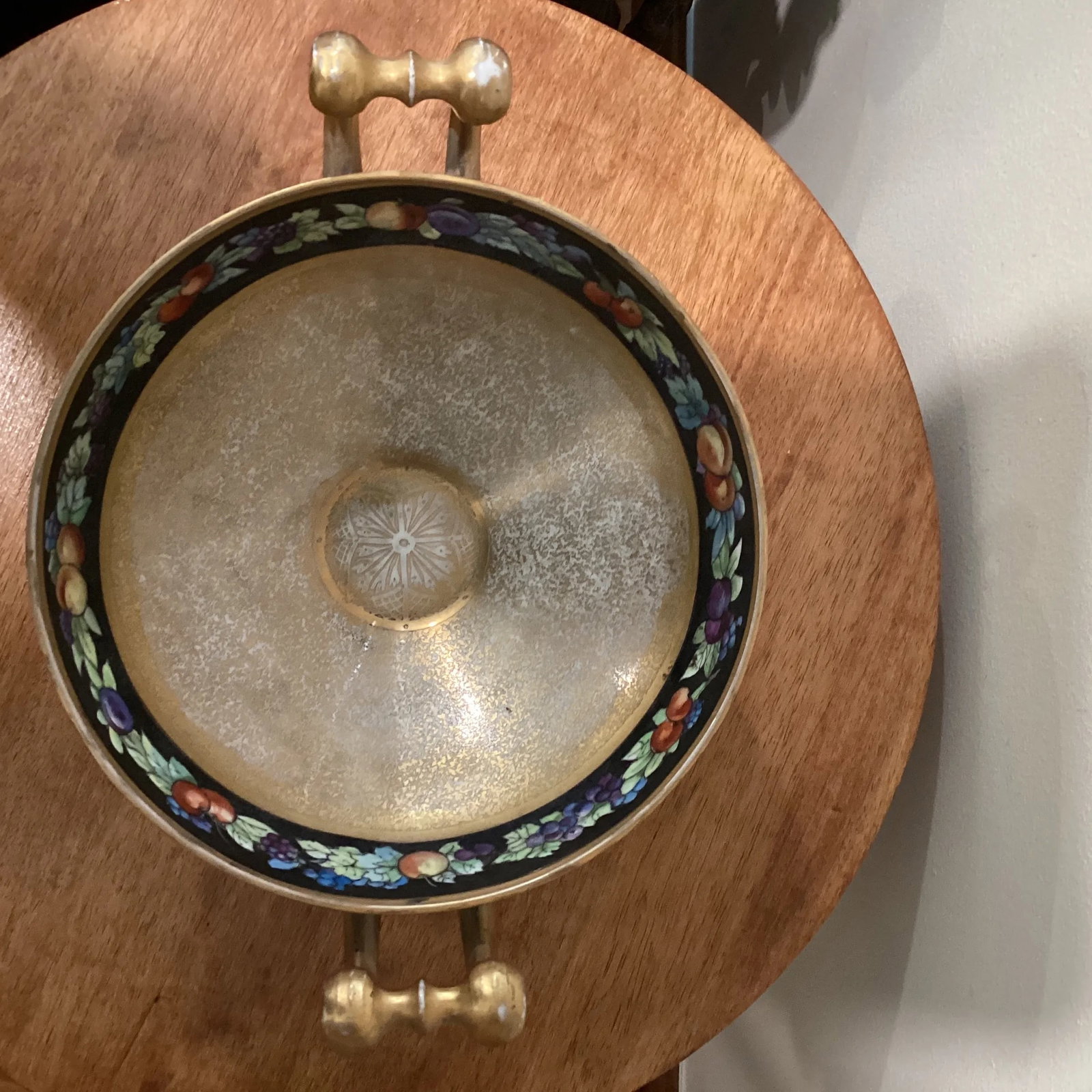 Antique Porcelain Hutschenreuther Selb Fruits Bowl With Handles and Pedestal 24k Gold Encrusted - 3