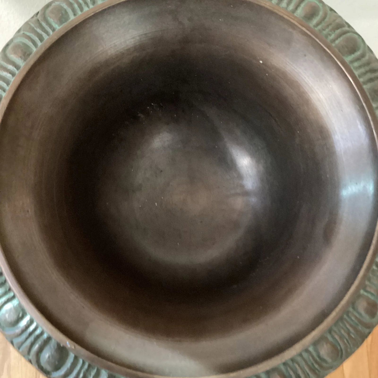 Vintage Bronze Vase/Urn/Garden Planter W/Original Patina on Wood Base - 7