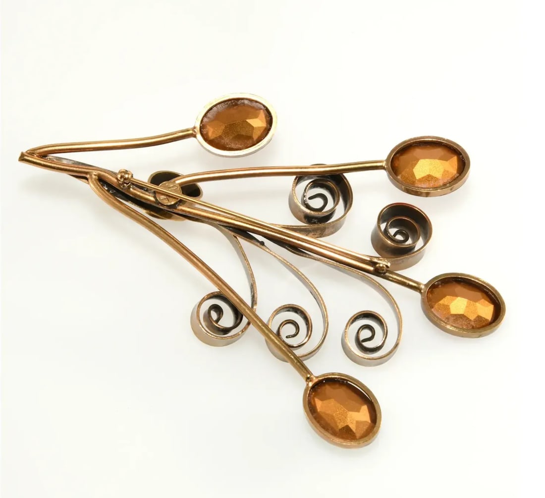 Joseff of Hollywood Seacutter Floral Spray Statement Brooch - 2